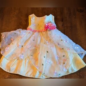 Koala Kids Yellow Dress with Pink Floral Embroidery/ 18 Months Girl
